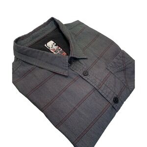 Metal‎ Mulisha Short Sleeve Button Up  Shirt Men's M Gray Biker Skater Y2K